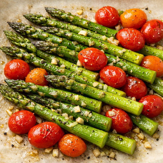 P2 Garlic Roasted Asparagus & Tomatoes